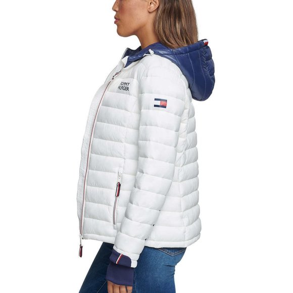 TOMMY HILFIGER Ladies Hooded Jacket Women's Puffer - Picture 3 of 7